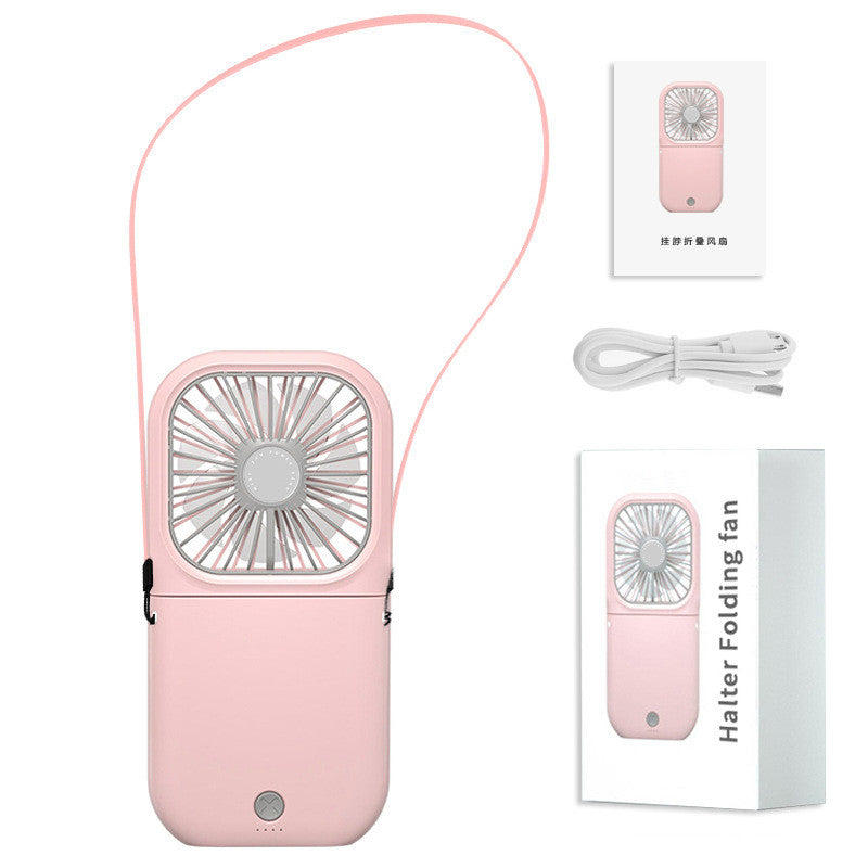 FabbuFan-3 in 1 Hands-free Neck-Fan -USB Rechargeable- Phone StandFan Mini Air Cooler Summer Portable Foldable Fan