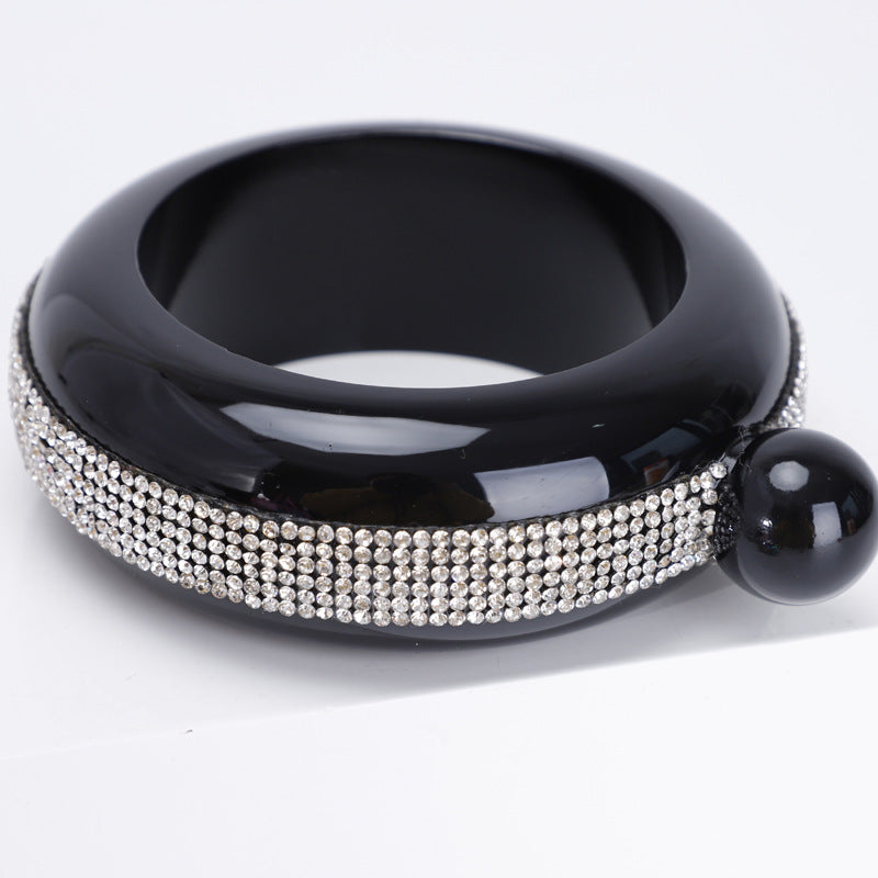 304 Stainless Steel Stick-on Crystals Bracelet Wine Pot Women's 35 Oz Round