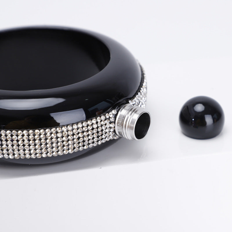 304 Stainless Steel Stick-on Crystals Bracelet Wine Pot Women's 35 Oz Round