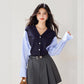 Preppy Girl Knitted Cardigan with Color-Blocking Stitching, Academic Style, Versatile Women