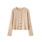 Style Autumn Knit Cardigan for Women, Versatile Short Sleeve Sweater Jacket, Long Sleeve Top