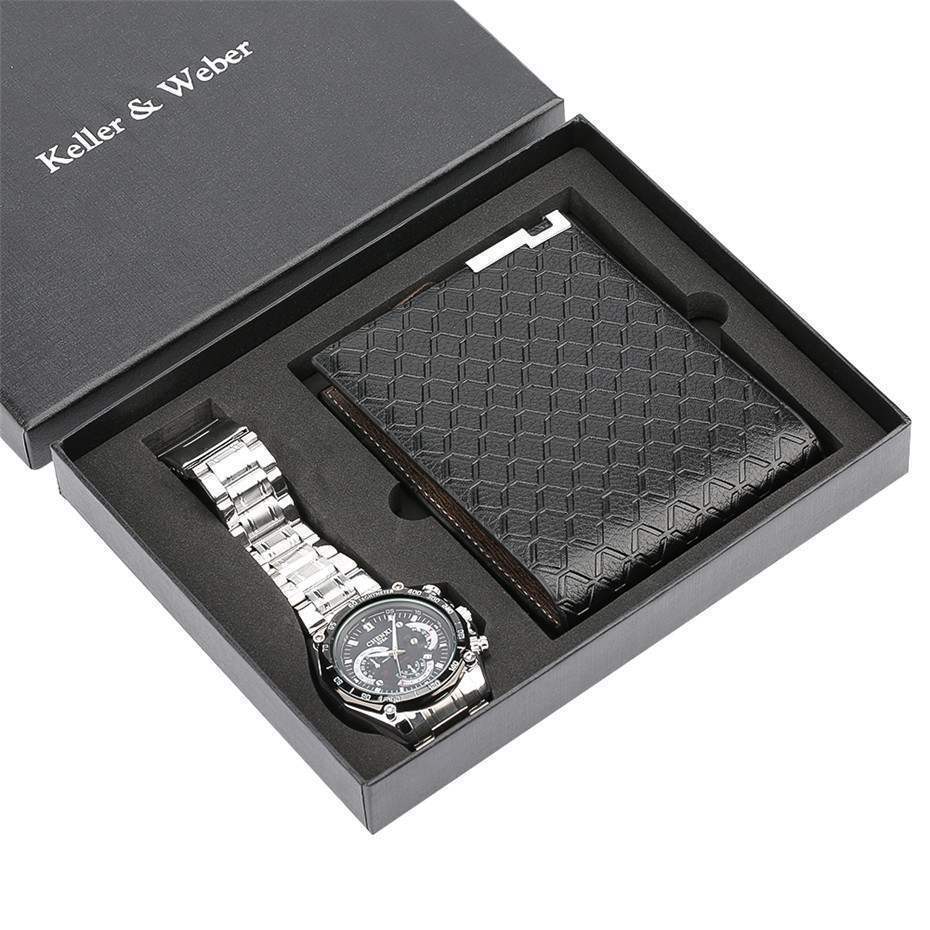 Men’s Classic Watch & Wallet Set – Timeless Style for Everyday Use