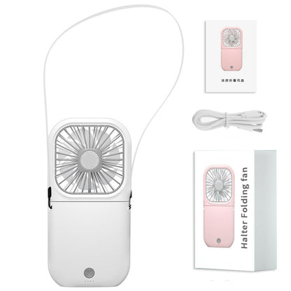 FabbuFan-3 in 1 Hands-free Neck-Fan -USB Rechargeable- Phone StandFan Mini Air Cooler Summer Portable Foldable Fan