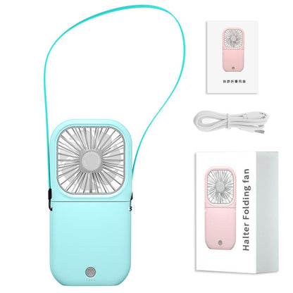 FabbuFan-3 in 1 Hands-free Neck-Fan -USB Rechargeable- Phone StandFan Mini Air Cooler Summer Portable Foldable Fan