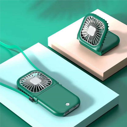 FabbuFan-3 in 1 Hands-free Neck-Fan -USB Rechargeable- Phone StandFan Mini Air Cooler Summer Portable Foldable Fan