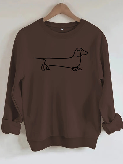 Dog pattern printed round neck hoodie