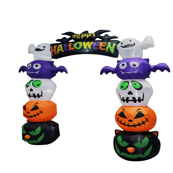 8.2ft Stacking Head Arch, 7pcs White LED Lights, Halloween Inflatable Decoration 12V