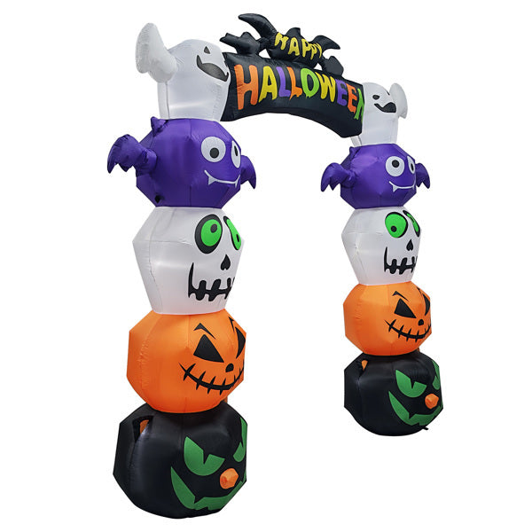 8.2ft Stacking Head Arch, 7pcs White LED Lights, Halloween Inflatable Decoration 12V