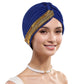 Elegant Gold-Embellished Turban – Stylish Headwrap for Any Occasion