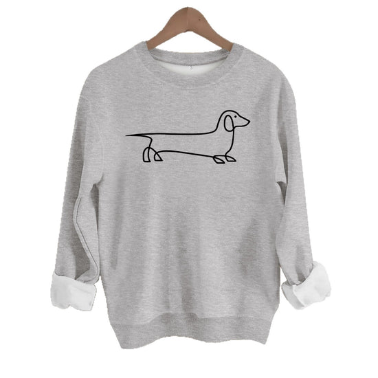 Dog pattern printed round neck hoodie