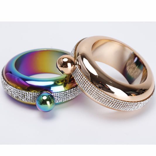 304 Stainless Steel Stick-on Crystals Bracelet Wine Pot Women's 35 Oz Round