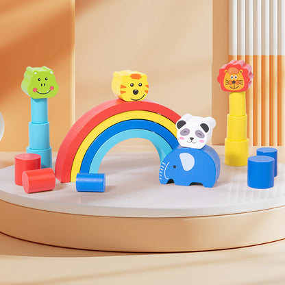 Early Education Rainbow Animal Balance Building Blocks Fun Enlightenment Kindergarten Stacker Musician Eye Coordination Stacking Height