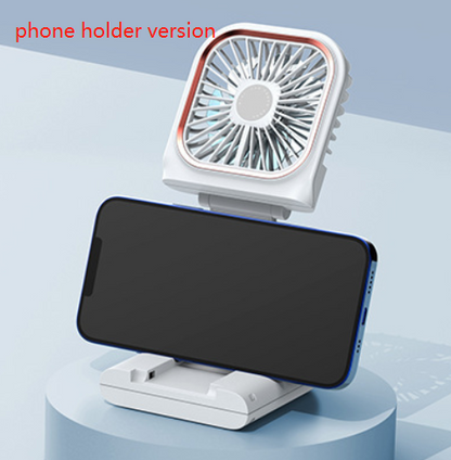 FabbuFan-3 in 1 Hands-free Neck-Fan -USB Rechargeable- Phone StandFan Mini Air Cooler Summer Portable Foldable Fan