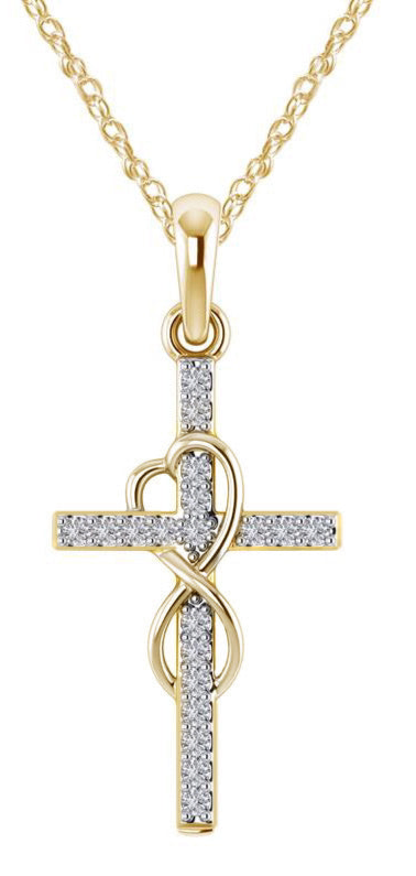 Alloy Pendant With Diamond And Eight-character Cross Necklace