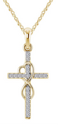 Alloy Pendant With Diamond And Eight-character Cross Necklace