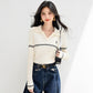 FabbuFInds - Preppy Girl Polo Neck Striped Knit Sweater