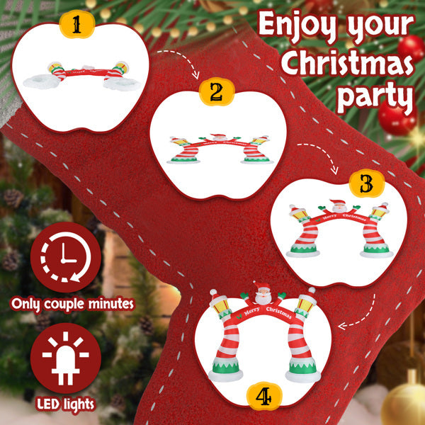 8.9ft Christmas Arch, 7 LED Lights, Drawstring Pockets, Christmas Inflatable Arch