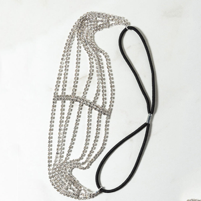 Flash Diamond Rhinestone Elastic Headband Hair Accessories Five Rows Of Diamonds