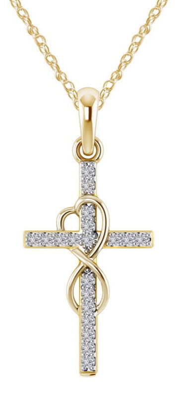 Alloy Pendant With Diamond And Eight-character Cross Necklace