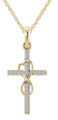 Alloy Pendant With Diamond And Eight-character Cross Necklace