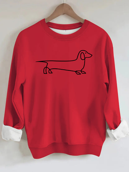 Dog pattern printed round neck hoodie