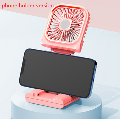 FabbuFan-3 in 1 Hands-free Neck-Fan -USB Rechargeable- Phone StandFan Mini Air Cooler Summer Portable Foldable Fan