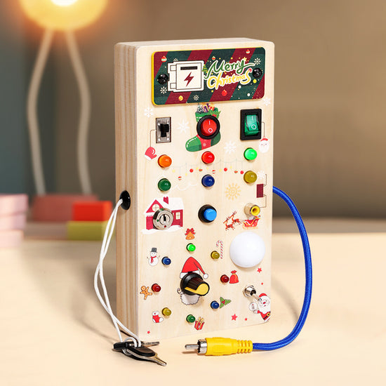 LED Light Switch Busy Board for Kids Ages 4–6 | Montessori style Sensory Learning Toy with Buttons, Switches & Lights