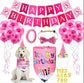 Pet Birthday Banner Pull Flag Birthday Hat Party Dog Paw Balloon Saliva Towel Bow Tie Pet Props