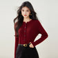 Style Autumn Knit Cardigan for Women, Versatile Short Sleeve Sweater Jacket, Long Sleeve Top