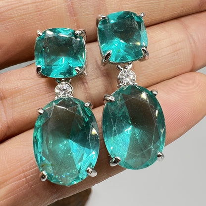 Vintage "Style" Square Blue Stone Dangle Earrings