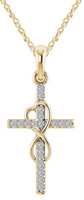 Alloy Pendant With Diamond And Eight-character Cross Necklace