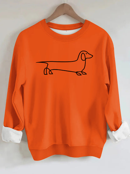 Dog pattern printed round neck hoodie