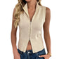 High neck solid color sleeveless knitted sweater vest for women