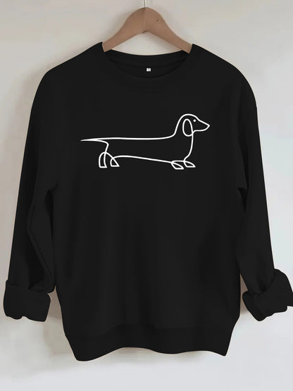 Dog pattern printed round neck hoodie