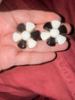 Black and White Flower Vintage Earrings