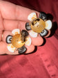 Black and White Flower Vintage Earrings