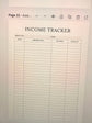 income tracker page from Life planner