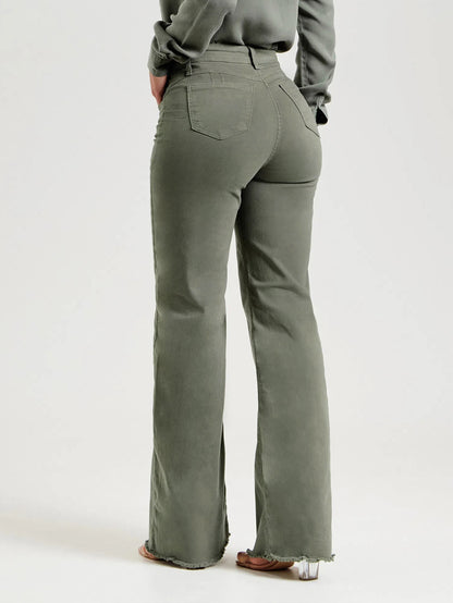 Slim Fit Stretch Frayed & Flared Pants