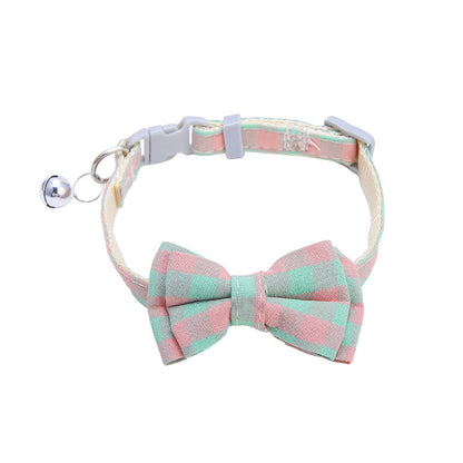 Collar For Small Dogs Christmas Quick Release Plaid Bow Tie Collar Necklace Cat Gato Colar Safety Elastic Bowtie With Bell