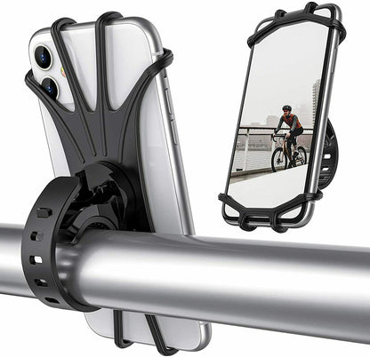 **360° Rotation Universal Bike Phone Mount – Silicone Cell Holder for Bikes, Motorcycles, Strollers & More