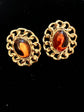 Vintage, gold tone, amber earrings